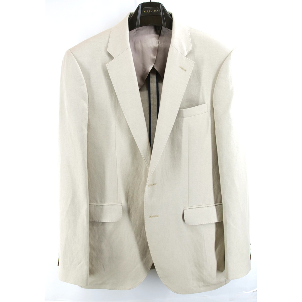 Vintage Mens Jaeger Silk Linen Blazer Jacket 42L Italy Beige